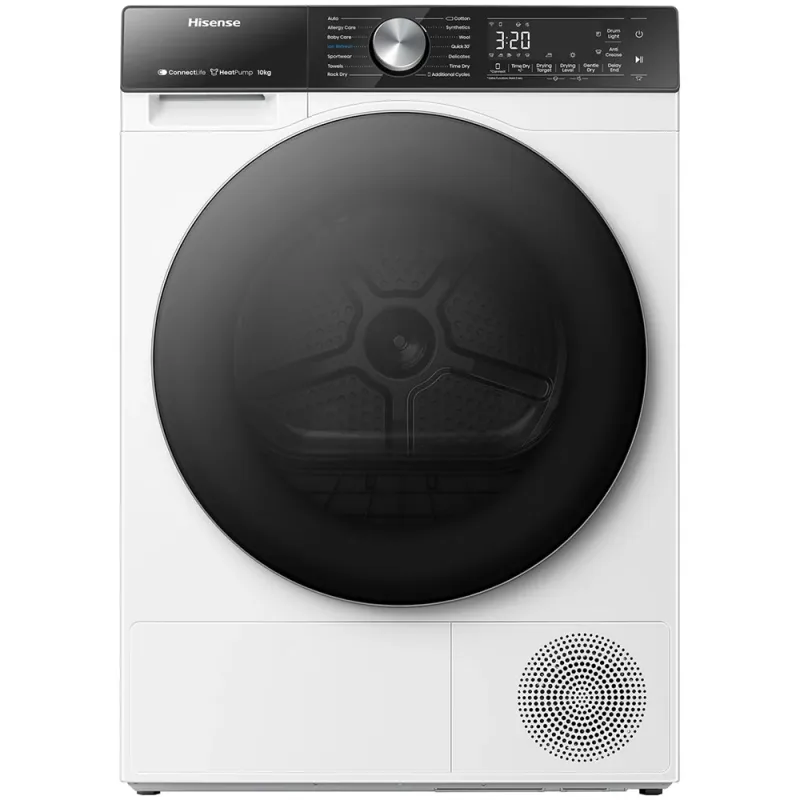 Uscator de rufe HISENSE DH5S102BW, Pompa de caldura, 10 kg, 17 programe, Clasa C, alb