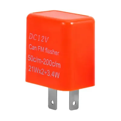 Releu de semnalizare LED si becuri, cu 2 pini, Hggzeg, Releu de semnalizare compatibil LED si becuri, Reglabil, Materiale ignifuge, Anti rugina, 12V, 2 x 21W, Pentru moto, trotineta electrica, scuter sau Atv, ABS, 35 x 30mm, Portocaliu