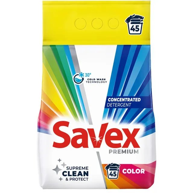 Detergent pudra automat Savex Premium Color, 45 spalari, 3.6 kg