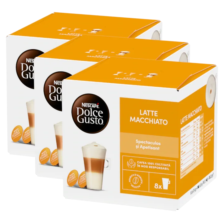 Set 3 x Cafea capsule, Nescafé Dolce Gusto Latte Macchiato, 48 buc, 549.6 g