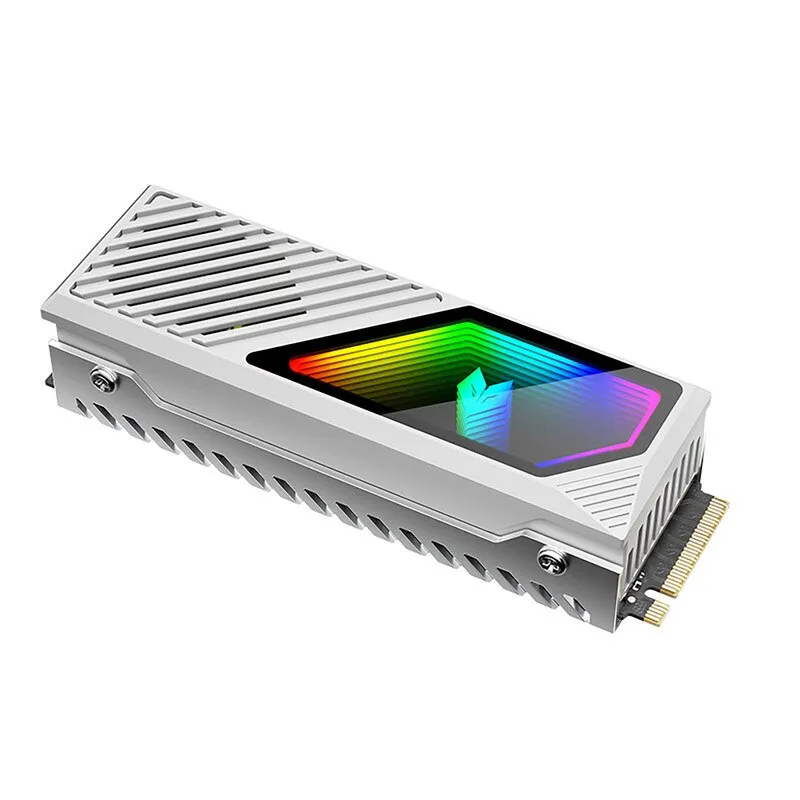 Radiator M.2, eleBite®, compatibil cu SSD M.2 2280, placa de cupru ingrosata 1 mm, ventilator 9000 RPM, iluminare ARGB, 5V 3-pin, 3 pad-uri termice, White