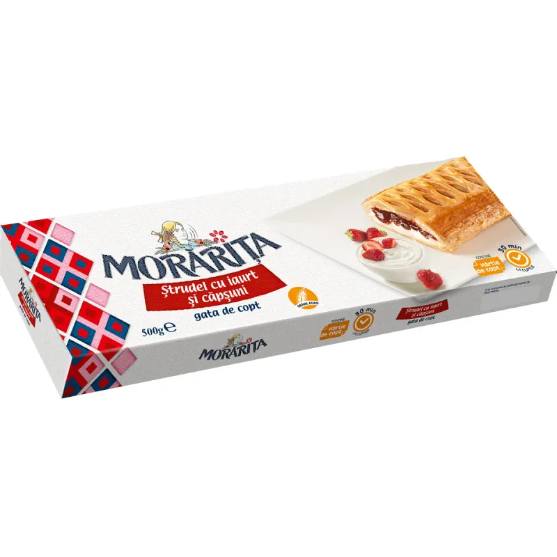 Strudel cu iaurt si capsuni Morarita, 500 g
