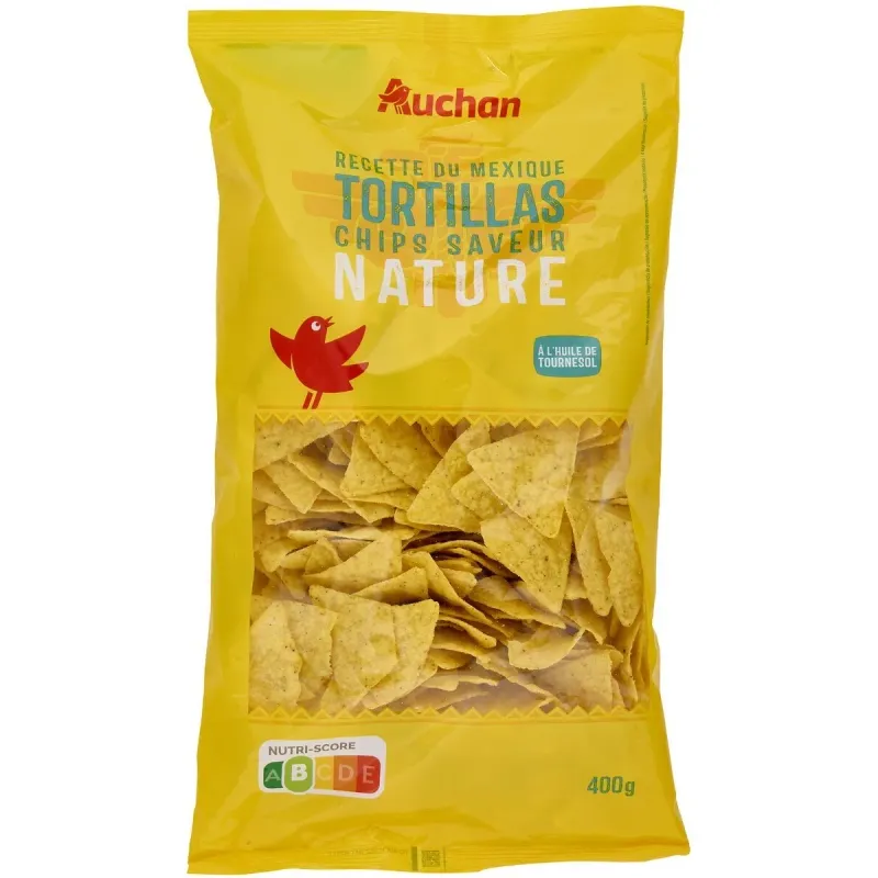 Tortilla chips cu sare Auchan, 400 g