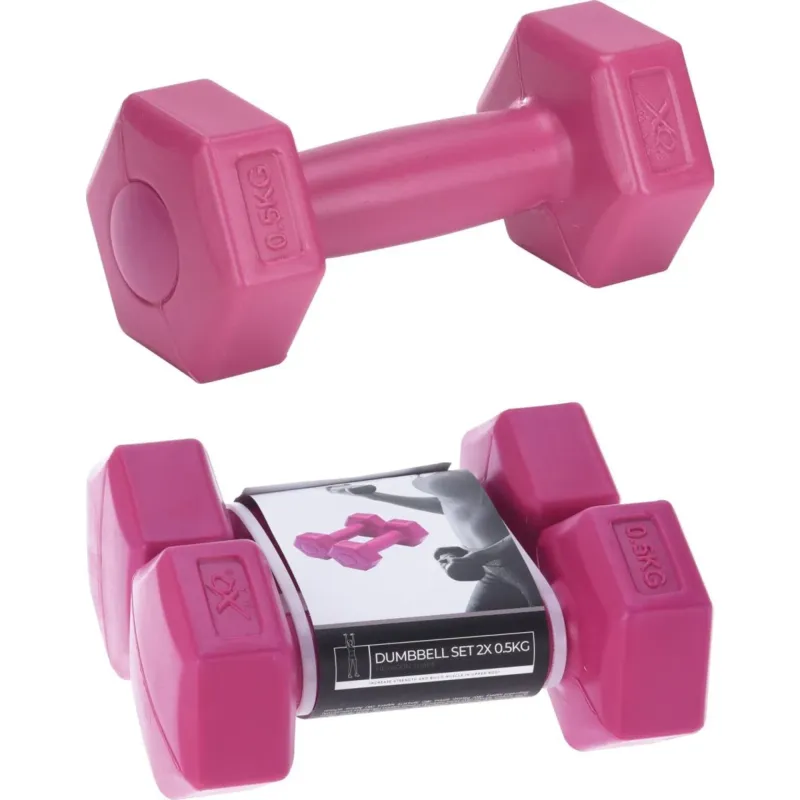 Set 2 gantere XQMAX, 2 x 0.5 kg, roz