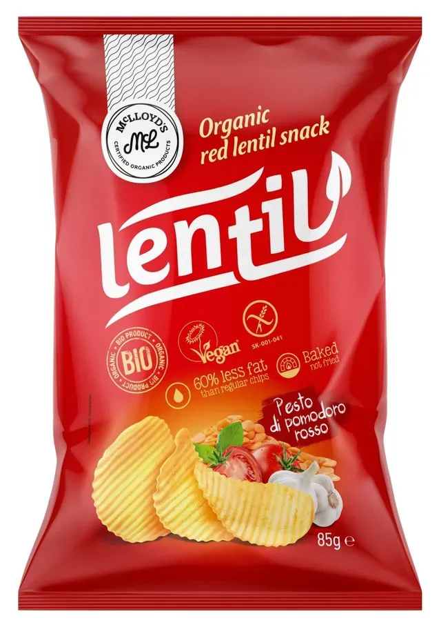 Chipsuri eco din linte rosie si pesto Mc Lloyd's Lentil, 85 g