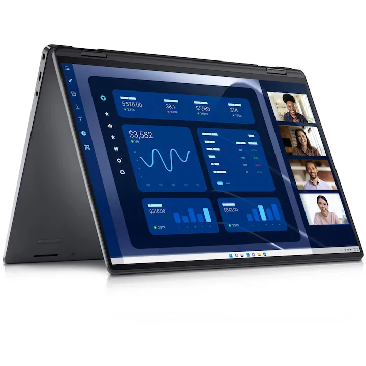 2in1 Dell Latitude 9450, Procesor Ultra 7 165U, 32GB RAM, SSD 512GB, 14" QHD+ Touch, 500 nit, Windows 11 Pro, negru