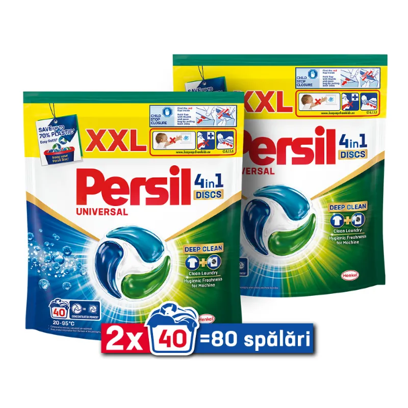 Pachet 2 x Detergent de rufe capsule Persil 4in1 Discs Universal, 80 spalari