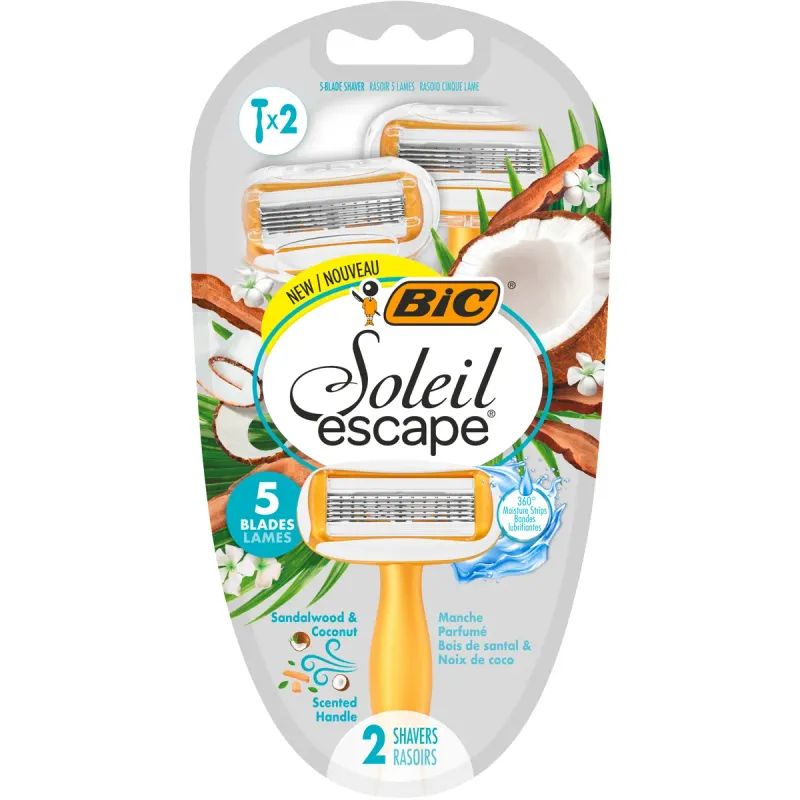 Aparat de ras pentru femei Bic Soleil Escape Cocos, 5 lame, 2 bucati