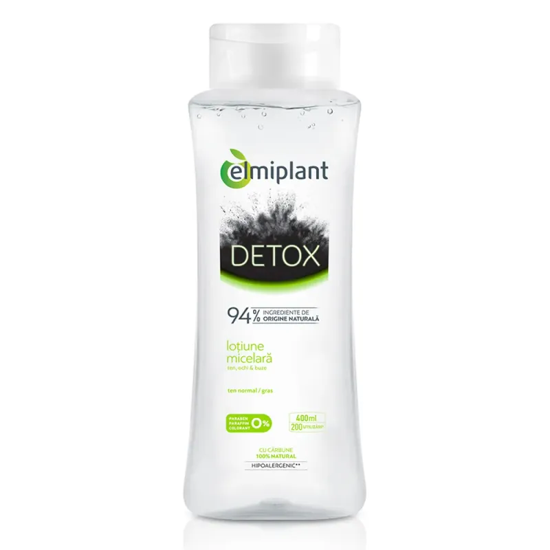 Apa micelara Elmiplant Detox cu carbune 400 ml