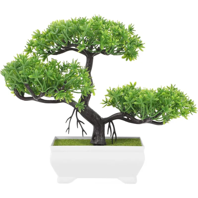 Bonsai decorativ artificial in ghiveci, Verde, 29 cm