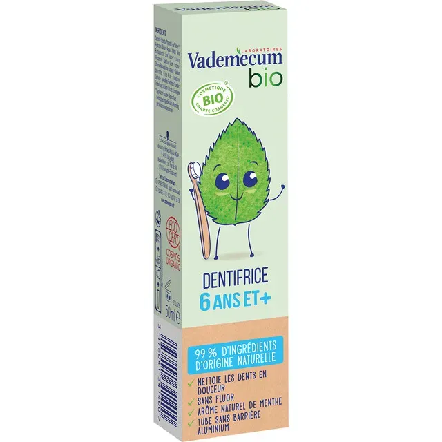 Pasta de dinti pentru copii cu aroma de menta Vademecum Bio, 50 ml