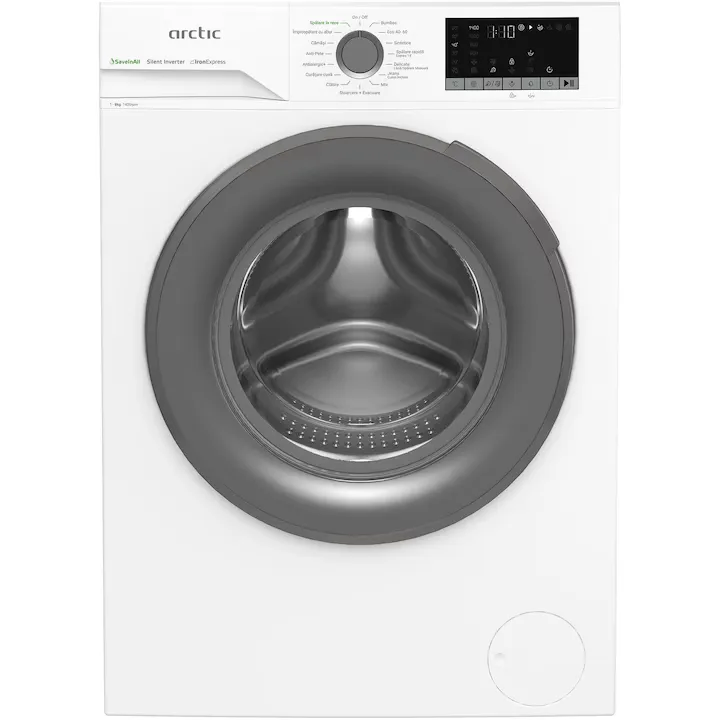 Masina de spalat rufe Arctic APLM2WFSU28411W, 8 Kg, 1400 RPM, Motor Silent Inverter, Drum Clean+Steam, Child Lock, Anticrease, Digital Display, Add-In, Clasa A, Alb