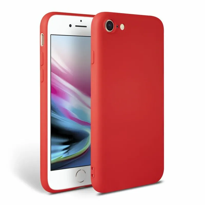 Husa compatibila cu iPhone 7 / iPhone 8, ultra slim silicon, interior din catifea, Rosu, PlanetPhone