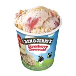 Inghetata Ben & Jerry's cu capsune, branza si bucatele de biscuiti, 465 ml