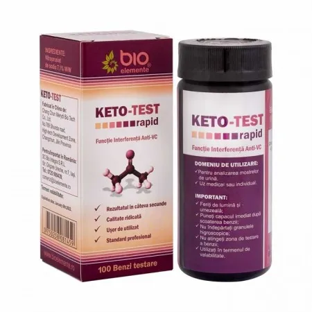 Keto-Test, 100 benzi, Bio Elemente : Farmacia Tei online