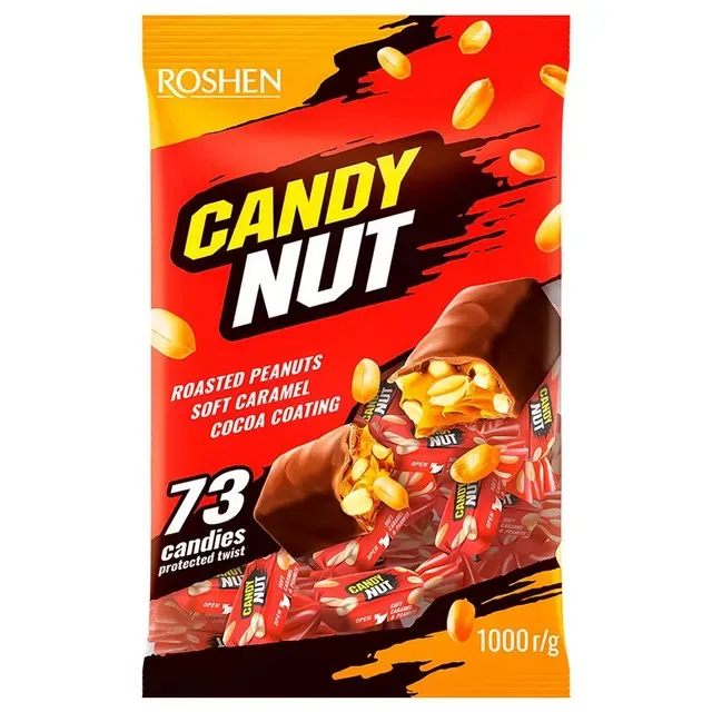 Bomboane de ciocolata cu umplutura de caramel si arahide Roshen Candy Nut, 1 kg