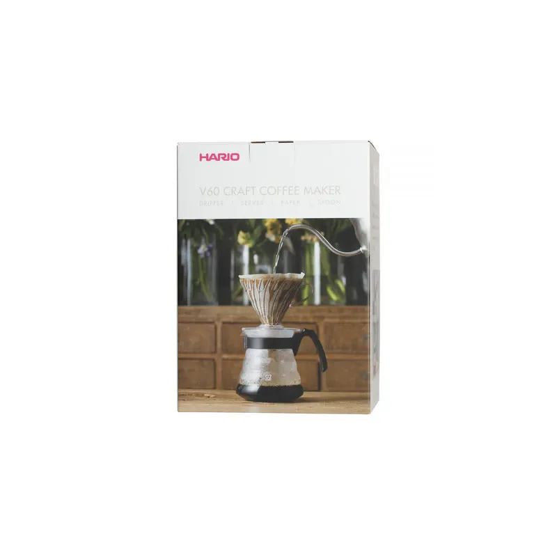 Coffee Maker V60 Craft Kit 600 ml, Hario, perfect pentru uz casnic sau calatorii, 40 filtre de hartie