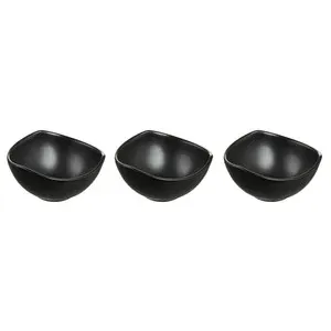 Set 3 boluri asimetrice 9.5cm, portelan negru, AMBITION Salsa