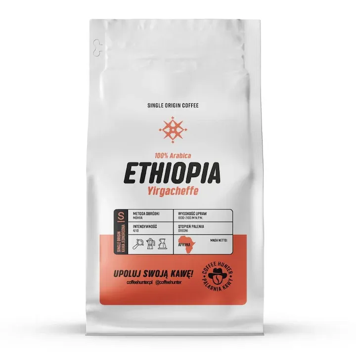 Cafea Ethiopia Yirgacheffe 1000g, COFFEE HUNTER, gust intens, note de citrice, miere, flori, ciocolata