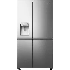Side by Side HISENSE RS818N4TIE, Total No Frost, 632 l, H 179 cm, Clasa E, Dozator apa, Wi-Fi, argintiu