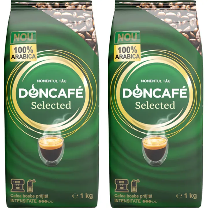 Pachet 2 x Cafea boabe Doncafe Selected, 100% Arabica, 1 kg