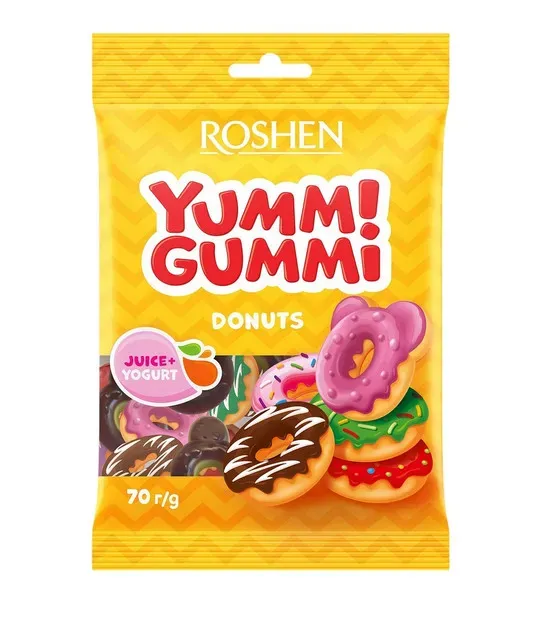 Jeleuri in forma de gogosi cu aroma de fructe Roshen Yummi Gummi, 70 g