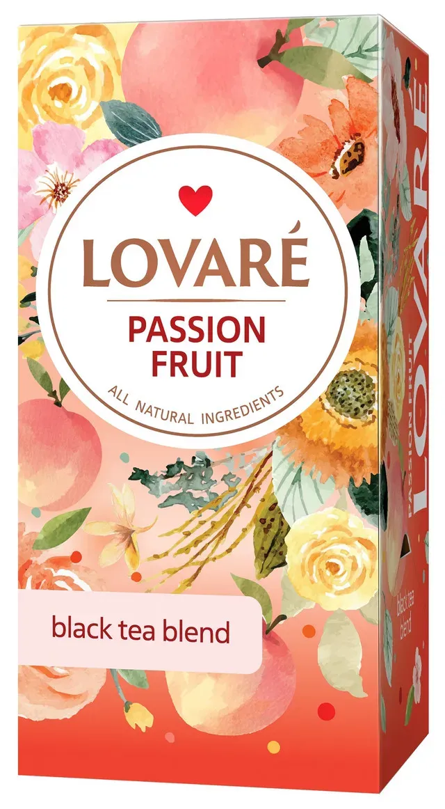 Amestec de ceai negru, plante si fructe Lovare Passion Fruit, 24 pliculete