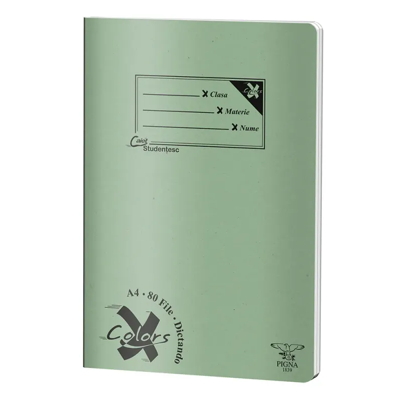 Caiet capsat Pigna Basic cu 80 de file A4, dictando, diverse culori