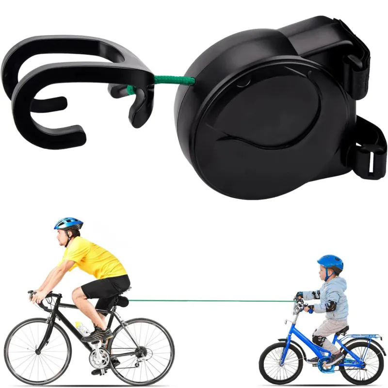 Franghie de tractare bicicleta, Topdii®, Franghie de remorcare retractabila pentru biciclete, Extensibil 2.5m, Nylon, Verde