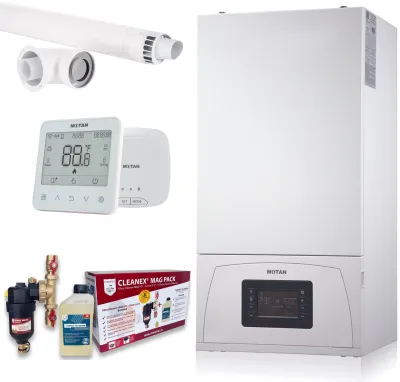 Set Centrala termica Motan Condens 100 25/28kw + Termostat SMART + Pachet cleanex Antimagnetita