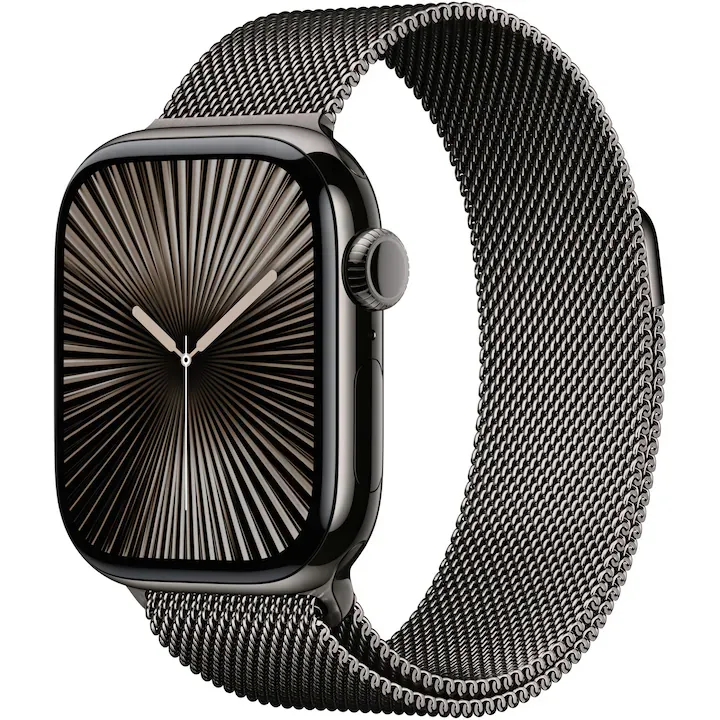 Apple Watch 10, GPS, Cellular, Carcasa Slate Titanium 42mm, Slate Milanese Loop