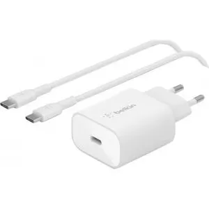 Incarcator retea BELKIN WCA004vf1MWH-B6, 1xUSB-C, Power Delivery 25W, alb