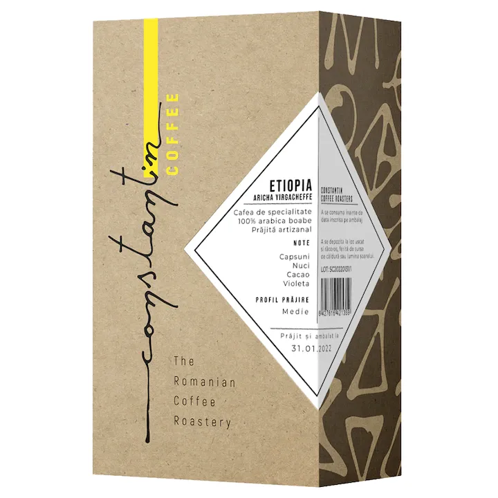 Cafea Boabe, 100% Arabica, Specialty Etiopia Aricha Yirgacheffe, Constantin Coffee, 250g