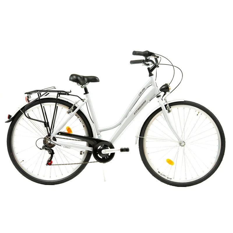 Bicicleta de oras Dhs City 28001, roata 28", L, 6 viteze, schimbator Schimano, frana pe janta, Argintiu