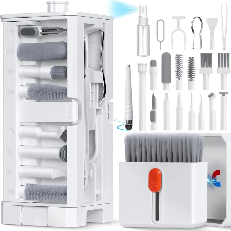 Kit Multifunctional de Curatare Produse Electronice 32 in 1, BYONDSELF®,cu stilou/perie difuzor/perie de curatare, pentru laptopuri, Tastaturi, Telefoane, casti, Alb