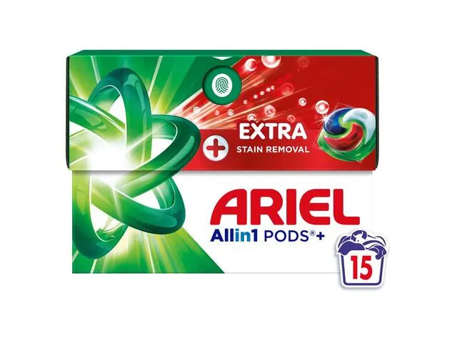 Detergent De Rufe Capsule Ariel Allin1 Pods + Extra Stain Removal, 15 Spalari