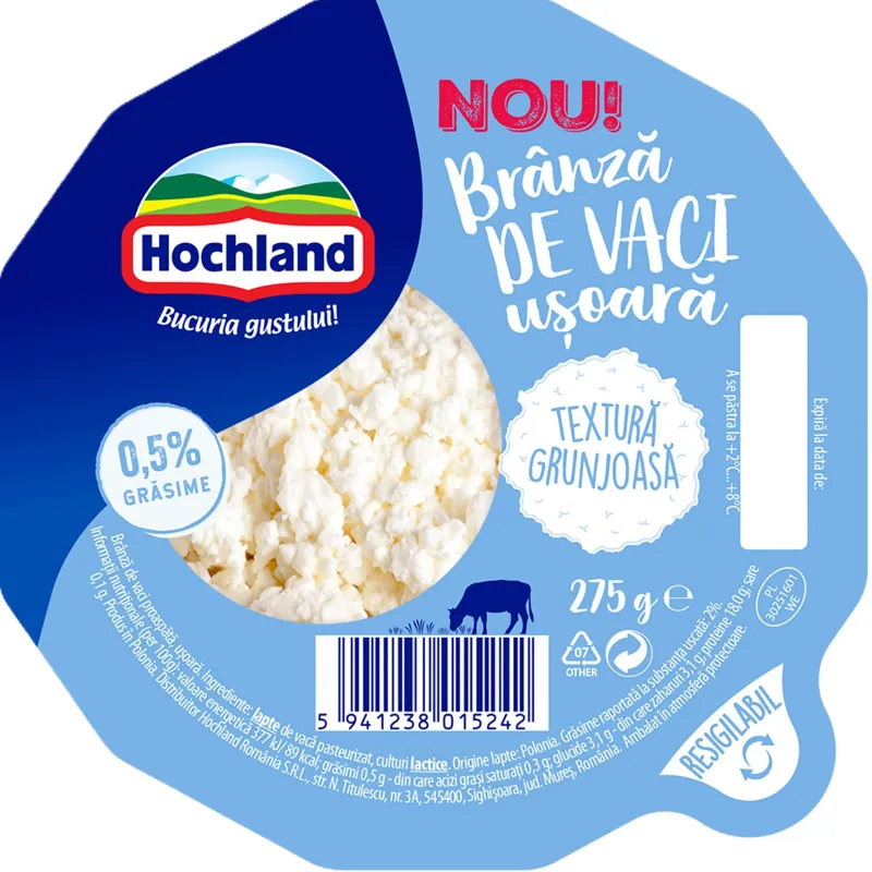 Branza de vaci usoara Hochland, 0.5% grasime, 275 g