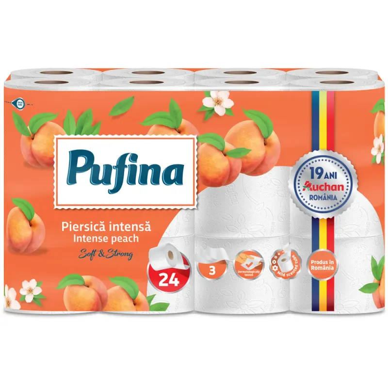 Hartie igienica Pufina, 3 straturi, 24 role