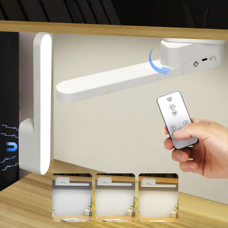 Lampa LED Wireless magnetica, suport reglabil 360°, Lumina In 3 Culori, reglaj continuu luminozitate, baterie 1200mAh, incarcare USB, BEEVME®, pentru lectura/studiu, Pentru Bucatarie, Garderoba, Alb