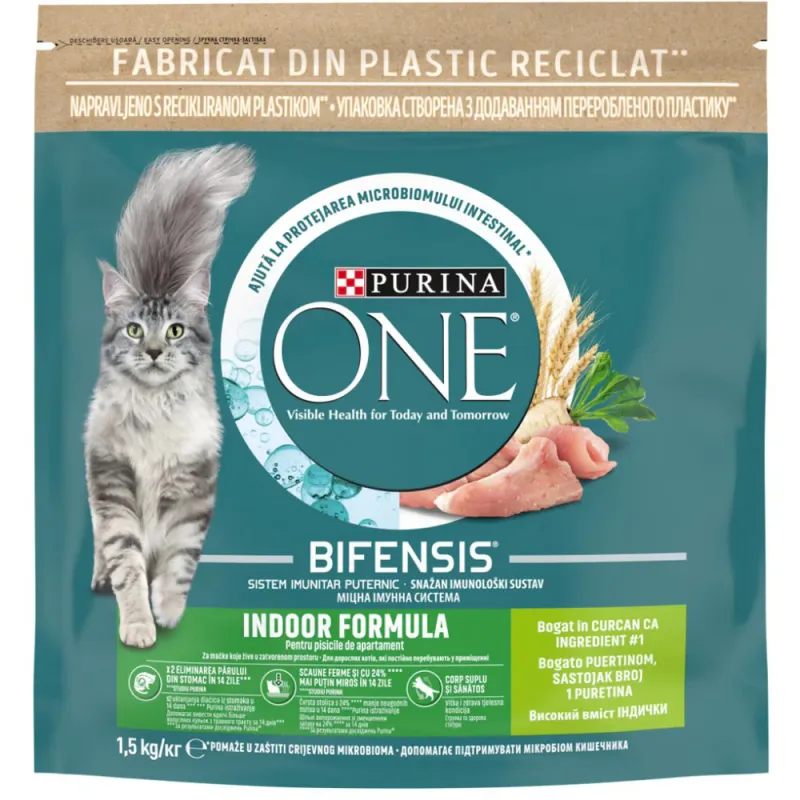 Hrana uscata pentru pisici PURINA ONE Indoor, Curcan, 1.5 kg