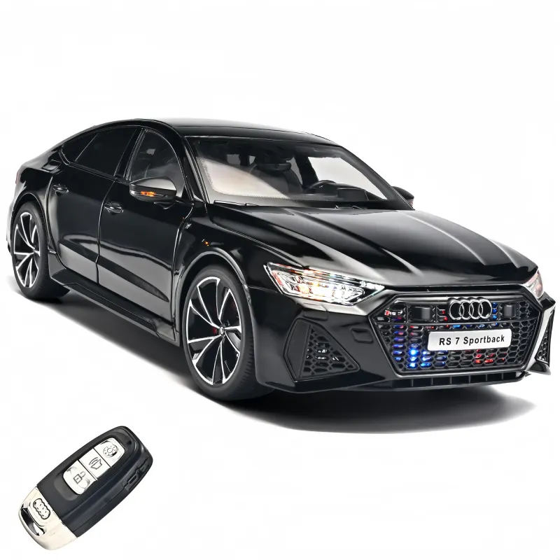 Masina metalica Audi RS7, model 1:18, aliaj de zinc, masina metalica cu cheie telecomanda, sistem de directie functional, bord iluminat, suspensii, scaune mobile, lumini & sunete, ideala pentru colectionari si copii 4-12 ani,27x11.7x7.5cm, Negru