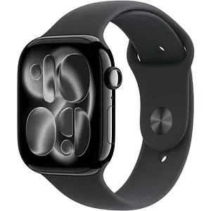 Apple Watch 11, GPS + Cellular, 46 mm, Jet Black Aluminium Case, Black Sport Band - S/M