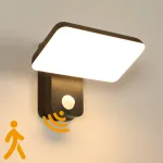 Aplica de exterior, Goeco, Negru, Lumina Calda 3000K, 16W, Cu Senzor, rezistenta la apa IP65, potrivita pentru parcuri, garaje, usi