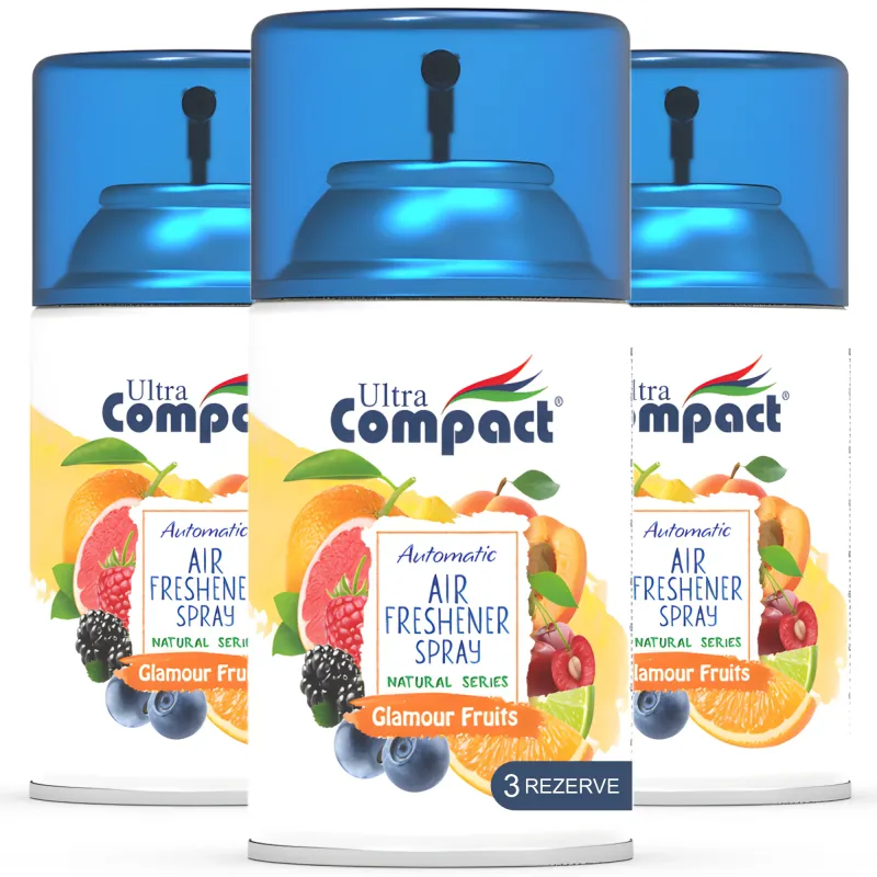 Pachet Rezerve Odorizant Automat & Compatibil pentru Camera, Glamour Fruits, Ultra Compact, 3 x 250 ml