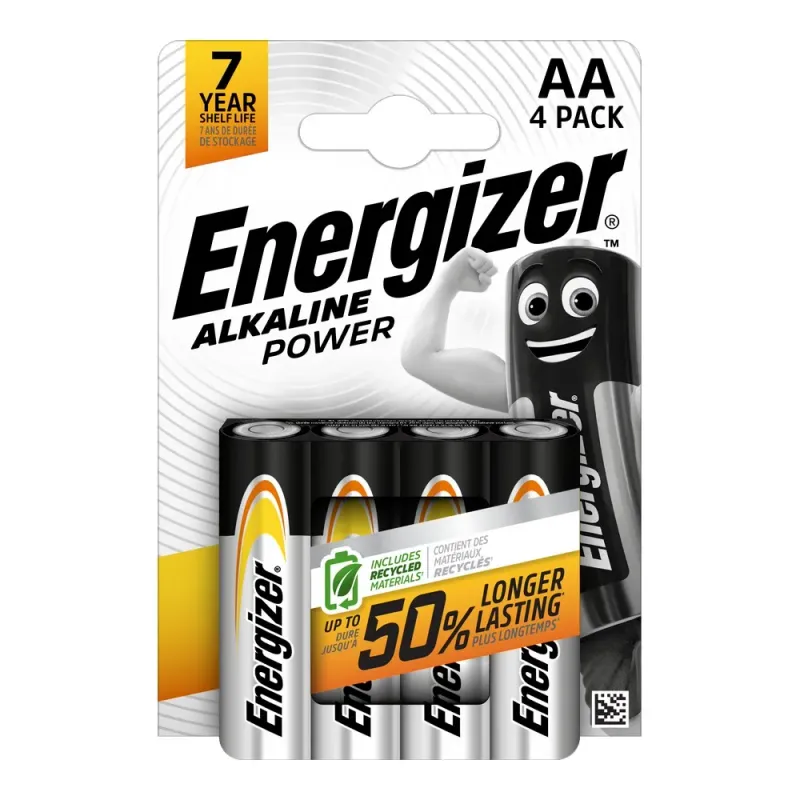 Baterii Energizer Alkaline Power AA, E91, 4 bucati