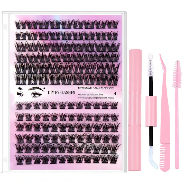 Set gene false segmentate 12 randuri, Leccik, efect natural, fibre sintetice, 10x12x14mm, negru