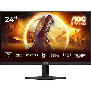 Monitor Gaming WLED FAST IPS AOC 24G4HRE, 23.8", Full HD, 200Hz, HDR10, Adaptive Sync, boxe, negru