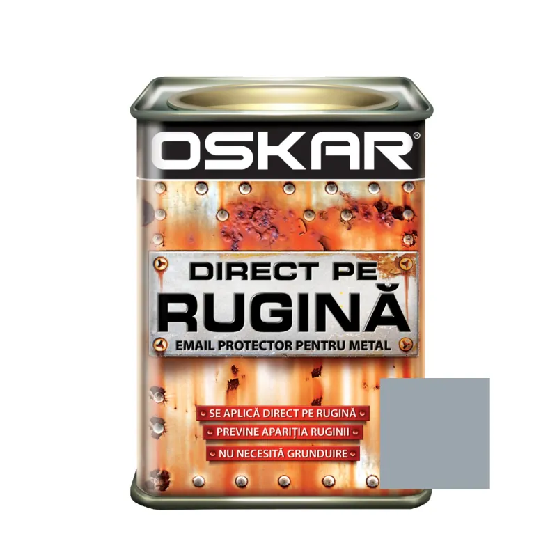 Vopsea alchidica Oskar Direct pe rugina, interior / exterior, gri lucios, 0.5 L | Dedeman