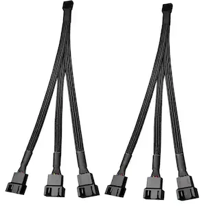 Set 2 cablu convertizor ventilator, Axroad Mall, Splitter 1 Intrare - 3 Iesiri, Compatibil cu 3 & 4 Pin, Functia PWM, Usor de utilizat, Pentru calculatoare, procesoare, routere, PVC/Metal, 26.5cm, Negru