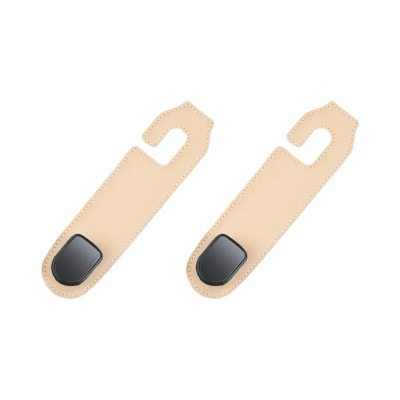 Set 2 Suporturi Auto, Agatatoare Scaun, Montare Simpla, Bej, 16x2.5x2cm